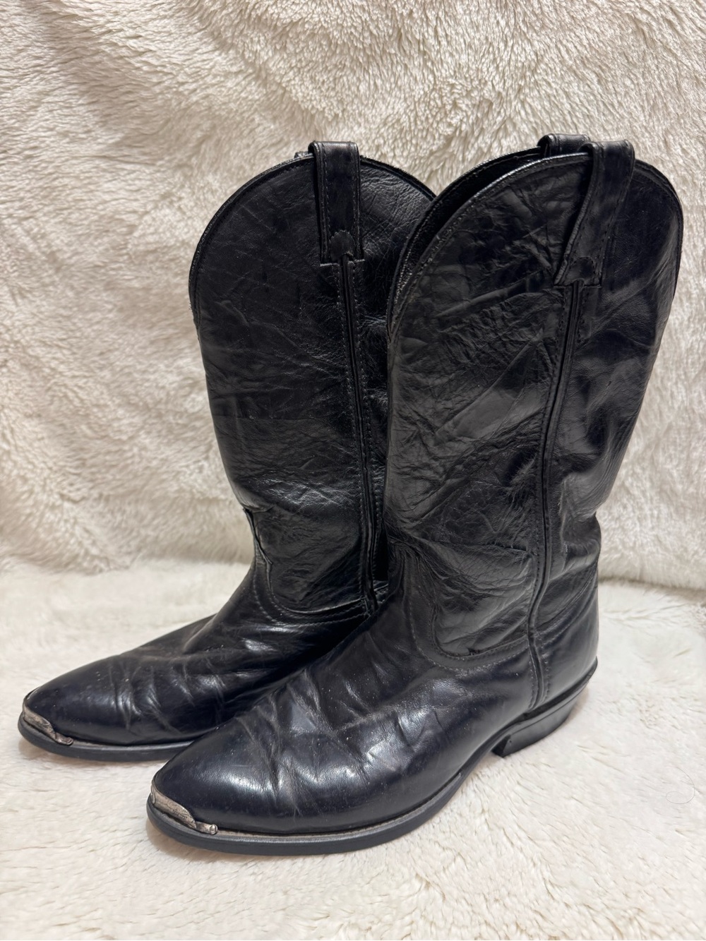 Black Code West Cowboy Boots with Metal Toe Tips I Size 7.5M